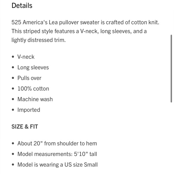 NWT 525 America Lea Distressed Stripe Cotton Pullover Sweater - Picture 8 of 8